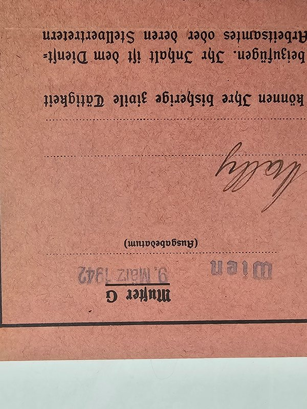 wehrpaßnotiz – vienna military service notification (1942) wehrpaßnotiz – vienna military service notification (1942)