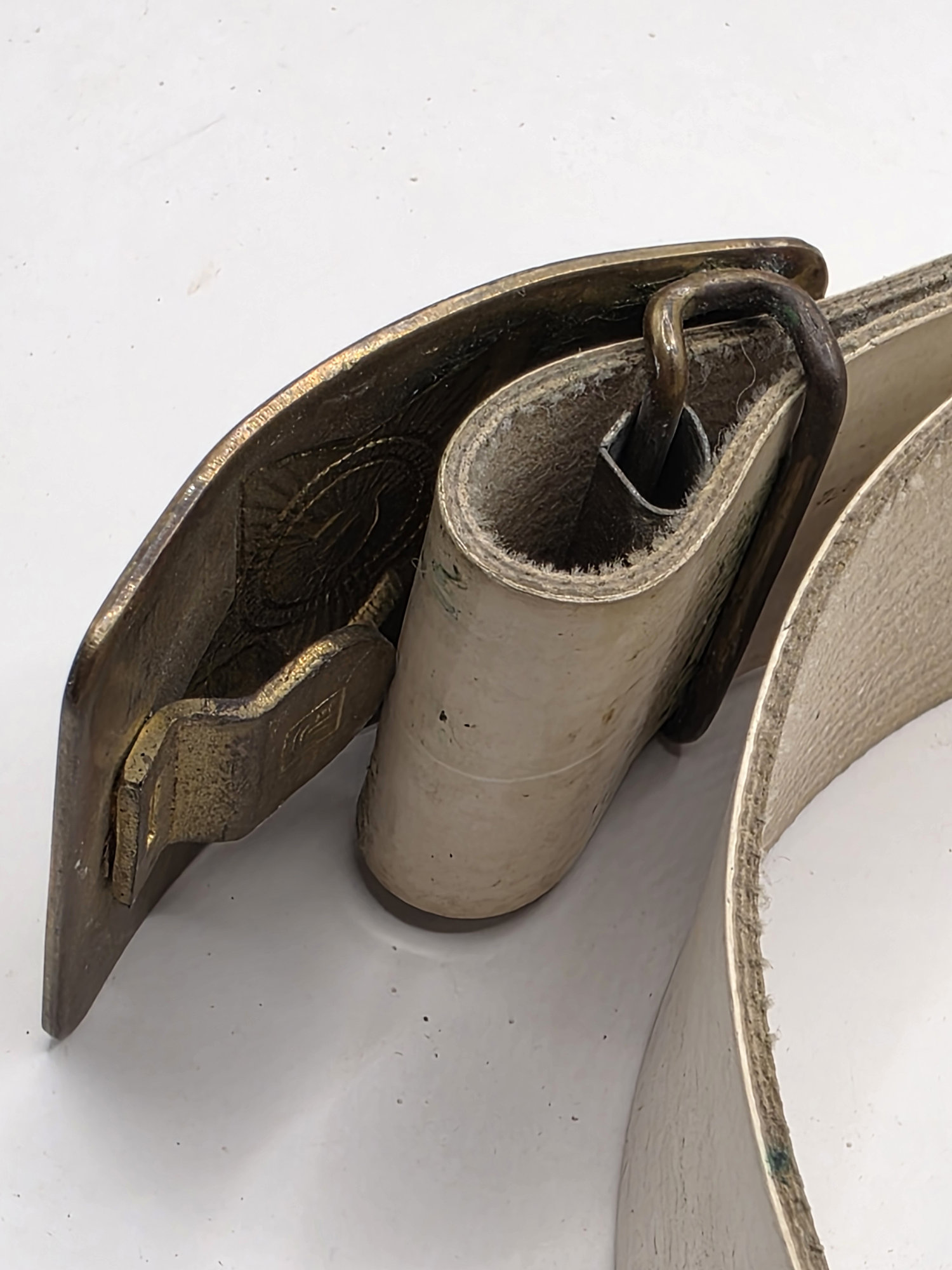soviet officer's white parade belt with brass star buckle soviet officer's white parade belt with brass star buckle